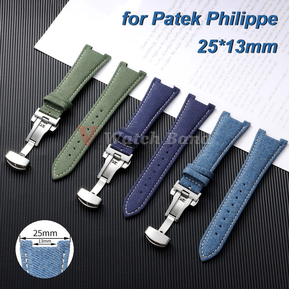 Patek Philippe Watch Nautilus - สำหรับนาฬิกา Patek Philippe Nautilus Series สายนาฬิกาหนังวัวผสมไนลอนเดนิม