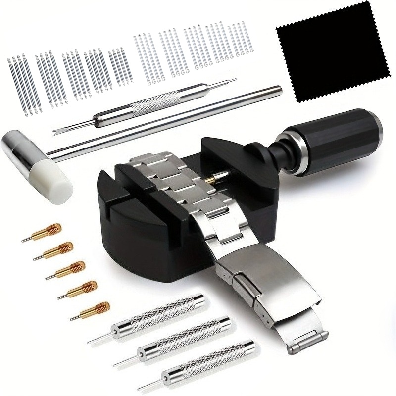 Spring Bar Tool Set - ชุดเครื่องมือซ่อมนาฬิกาแบบมืออาชีพ 52 ชิ้น/ชุด ประกอบด้วยเครื่องมือกดตัวล็อค, ค้อน, สปริงบาร์,
