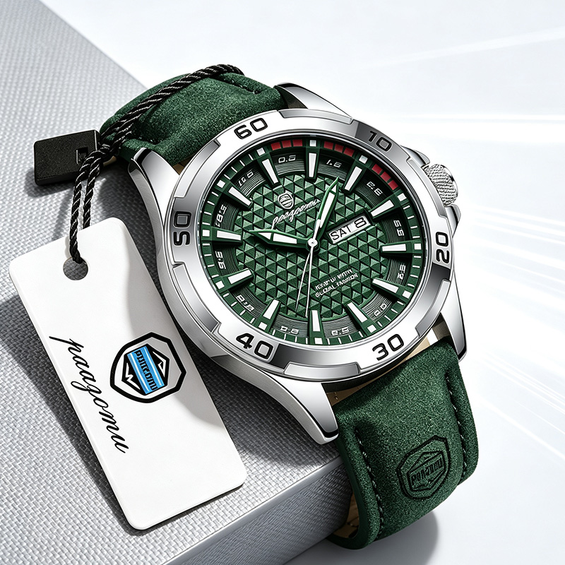Leather Watch Band Men - PAAZOMU นาฬิกาข้อมือผู้ชายแบรนด์หรู แฟชั่นควอตซ์ สายหนัง ลำลอง สปอร์ต