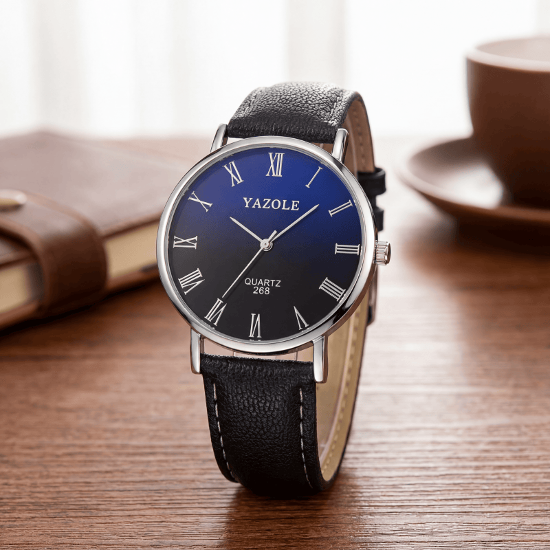 Leather Watch Band Men - YAZOLE นาฬิกาควอทซ์สไตล์มินิมอลสำหรับผู้ชาย หน้าปัดตัวเลขโรมันบางเฉียบ สายหนัง นาฬิกาข้อมือผู้ชายสไตล์ลำลองสำหรับธุรกิจ นาฬิกาของขวัญ