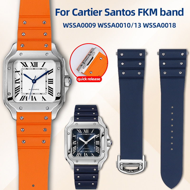 Cartier Watch Tank - สายนาฬิกาฟลูออโรรับเบอร์ 19 มม. 21 มม. สำหรับ