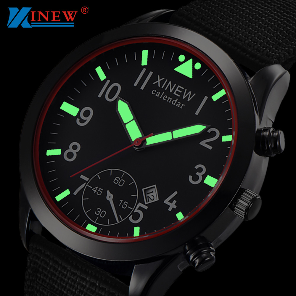 Canvas Strap Watch - 2020 XINEW นาฬิกาผู้ชายแฟชั่นเรืองแสงนาฬิกาควอตซ์ Army ทหารทหารนาฬิกาข้อมือสายไนลอนผู้ชายนาฬิกาข้อมือเล่นกีฬา