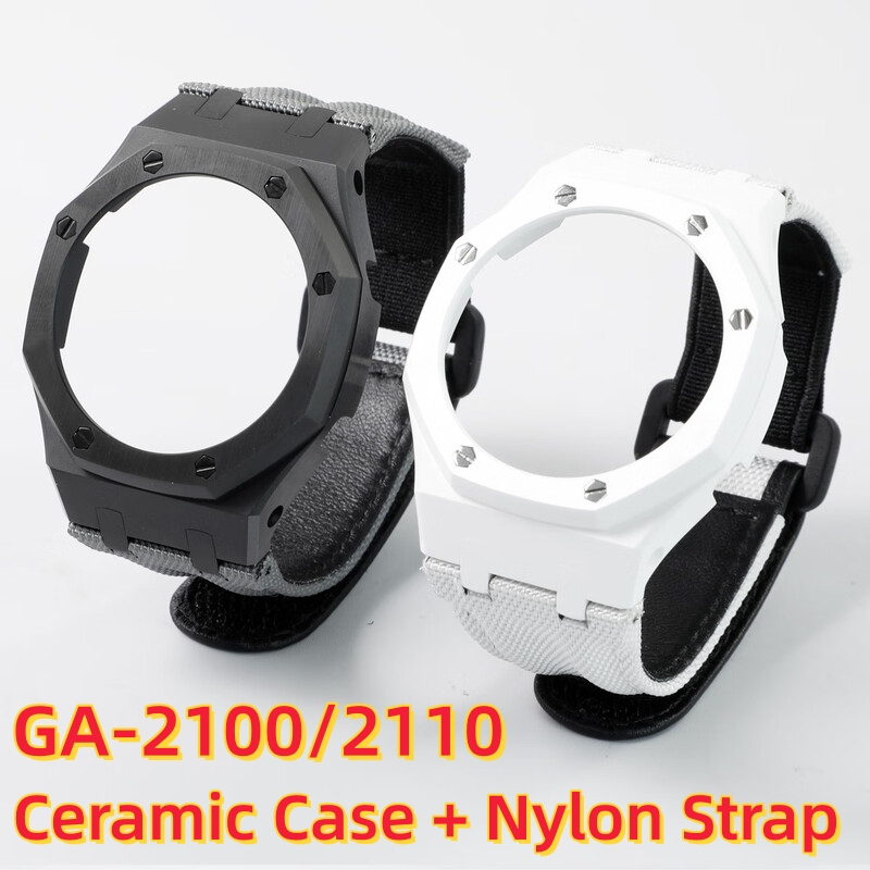 Casio Watch G-Shock Ga-2100 - ชุดอุปกรณ์ตกแต่งนาฬิกาเซรามิก 2100 mod kit พร้อมสายไนลอนและสายยางฟลูออโร FKM