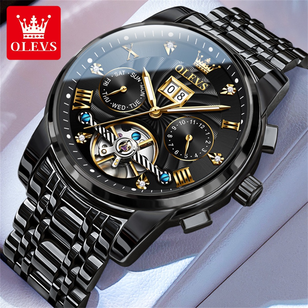 Rolex Watch Daytona - OLEVS นาฬิกาผู้ชายคลาสสิก Tourbillon Multi-Function นาฬิกาผู้ชายอัตโนมัติเต็มรูปแบบนาฬิกาข้อมือชายระดับไฮเอนด์