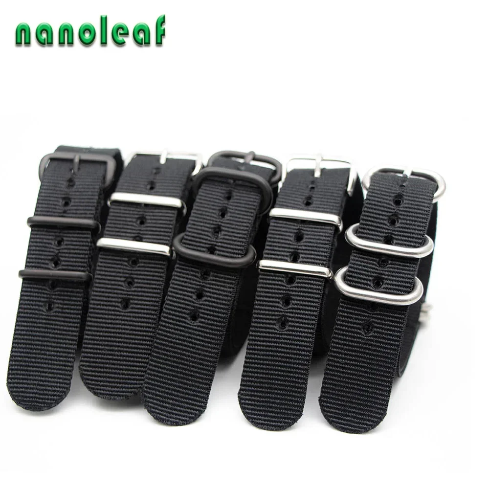 Nato Strap Nylon - ไนลอนสีดําสําหรับนาฬิกานาฬิกากีฬาสร้อยข้อมือ 18 มม.20 มม.22 มม.24 มม.สายรัดข้อมือตารางอุปกรณ์เสริม