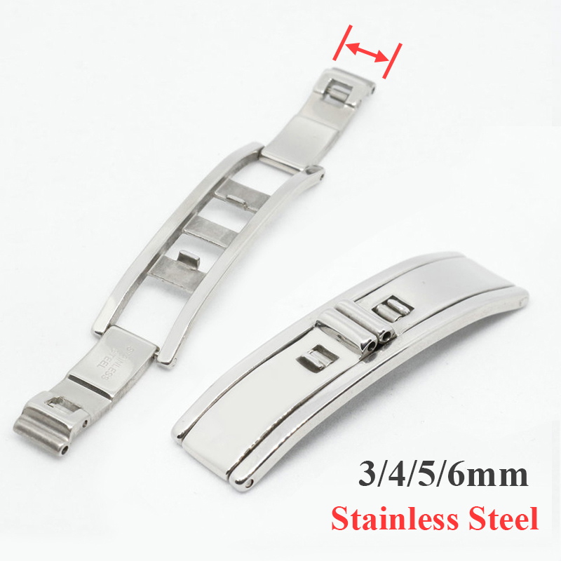 Butterfly Clasp Deployant - หัวเข็มขัดนาฬิกาผีเสื้อแบบพับได้3มม. 4มม. 5มม. 6มม. สแตนเลสตะขอสายนาฬิกาแบบดึงคู่