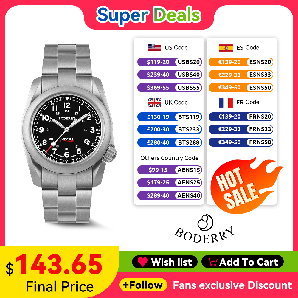 Seiko Watch 5 Sports - Boderry Voyager Field นาฬิกาไทเทเนียมอัตโนมัตินาฬิกาข้อมือดําน้ํา 100M สร้อยข้อมือไทเทเนียมกันน้ําสําหรับ