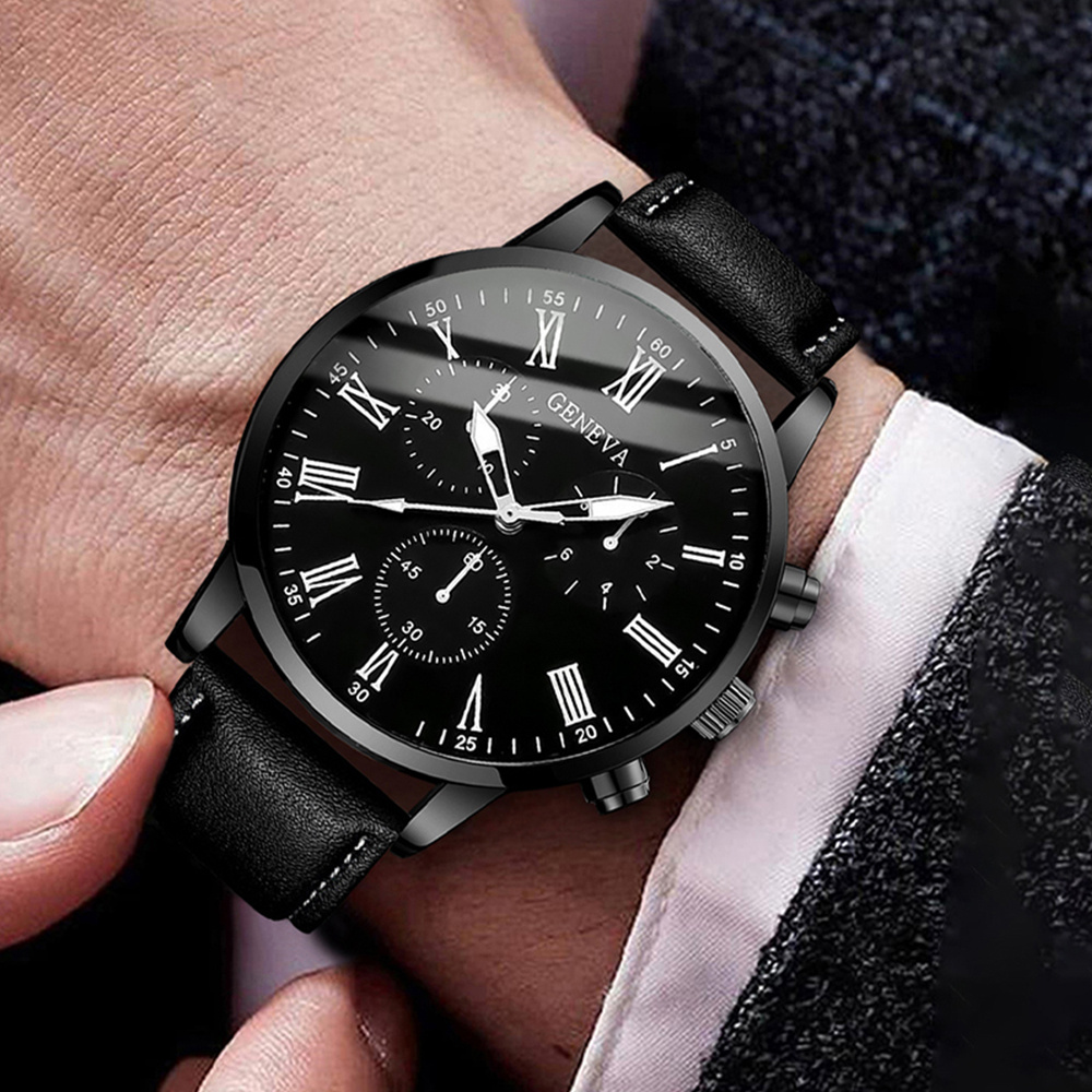 Leather Watch Band Men - นาฬิกานักธุรกิจผู้ชายแฟชั่นโรม่าสายรัดหนังของผู้หญิงนาฬิกาควอทซ์