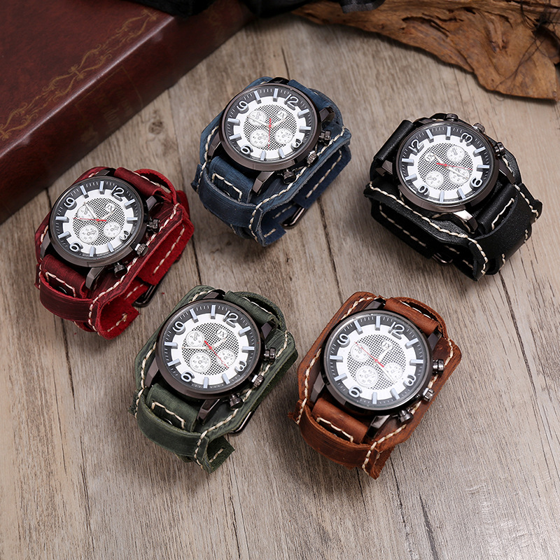 ใหม่ Retro Mens นาฬิกาหนังแท้ก - Leather Watch Band Men บทวิจารณ์และราคา