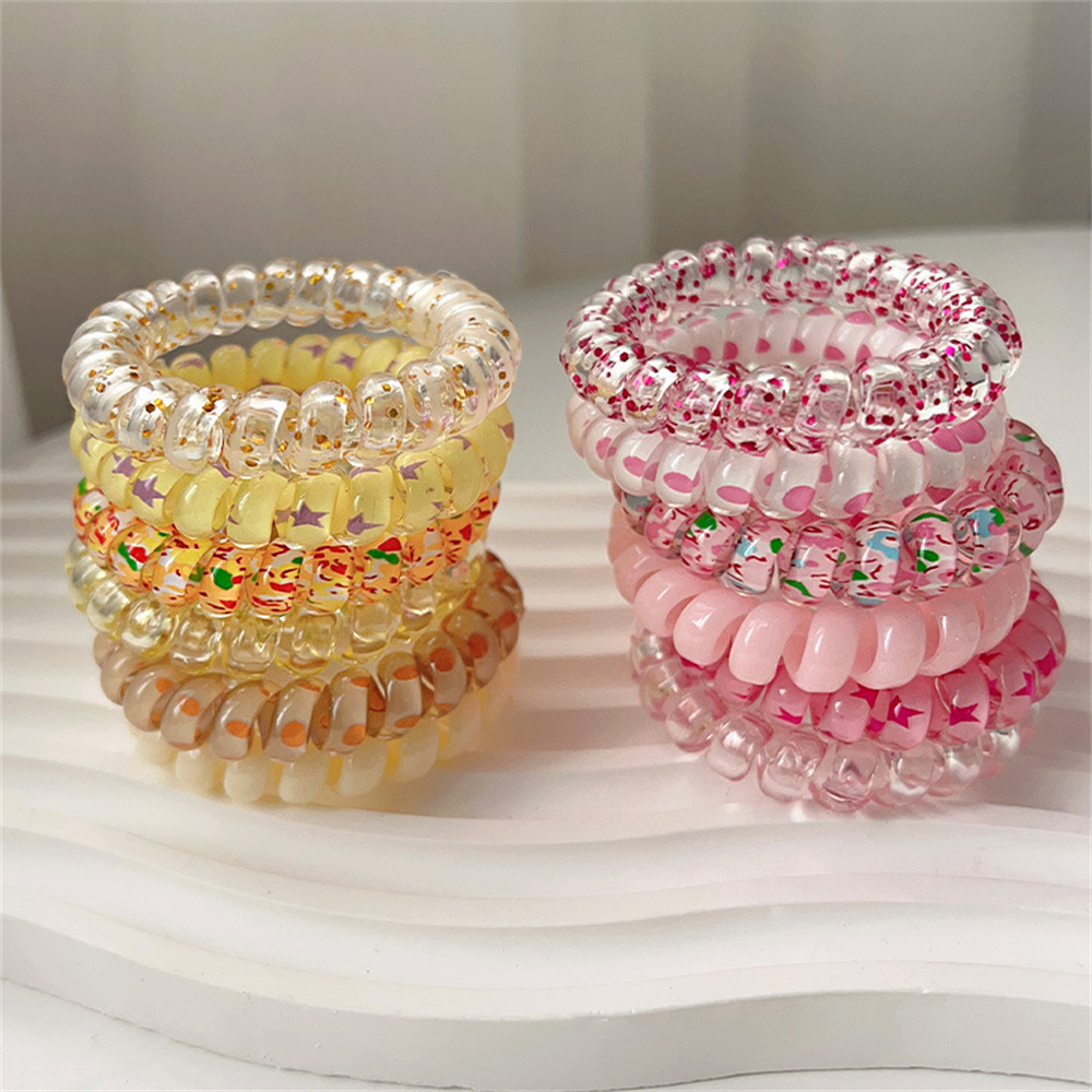 6pcs หวานน่ารักสีสันเกลียวผมเร - Silicone Band Women บทวิจารณ์และราคา