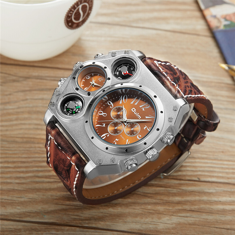 รุ่นใหม่ OULM นาฬิกาผู้ชายควอต - Leather Watch Band Men บทวิจารณ์และราคา