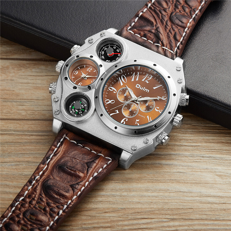 รุ่นใหม่ OULM นาฬิกาผู้ชายควอต - Leather Watch Band Men บทวิจารณ์และราคา