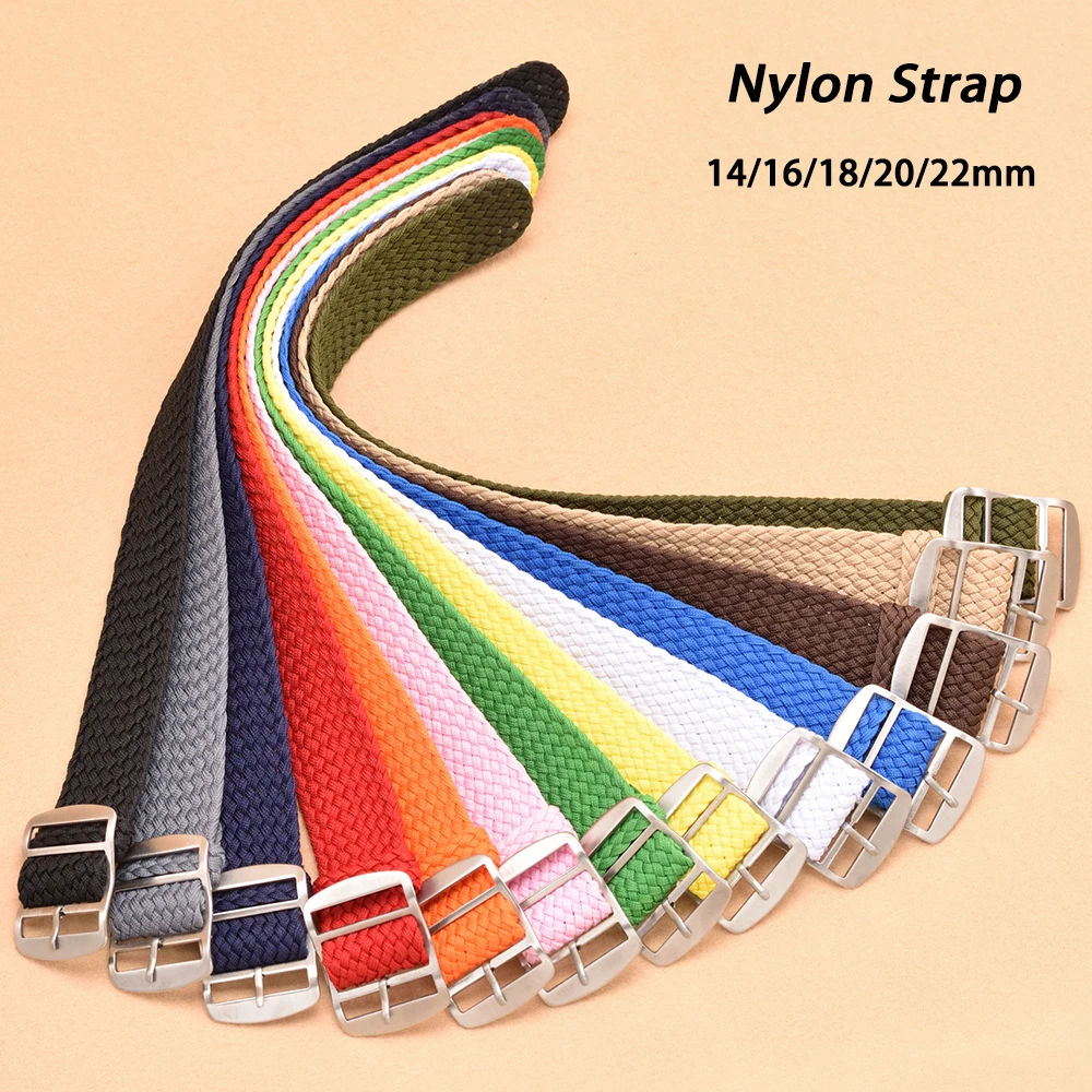 สายนาฬิกาไนลอนทอ14มม. 16มม. 18 - Perlon Strap Woven บทวิจารณ์และราคา