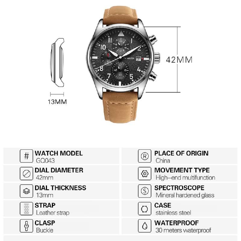 OCHSTIN ของแท้สำหรับผู้ชายนาฬิ - Leather Watch Band Men บทวิจารณ์และราคา